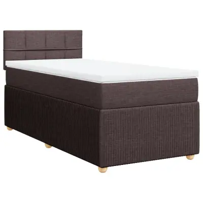 vidaXL Box spring postelja z vzmetnico temno rjava 100x200 cm blago