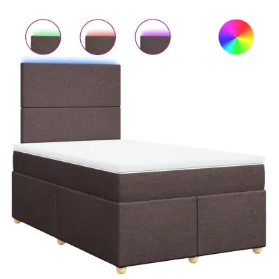 vidaXL Box spring postelja z vzmetnico temno rjava 120x190 cm blago