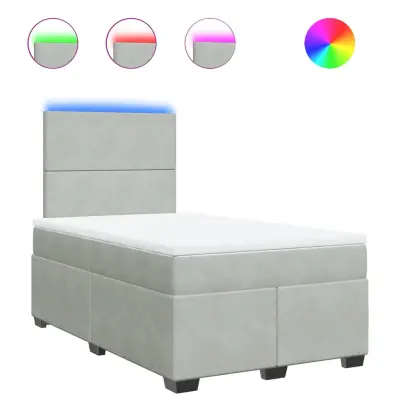 vidaXL Box spring postelja z vzmetnico svetlo siva 120x190 cm žamet