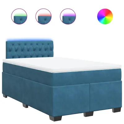 vidaXL Box spring postelja z vzmetnico modra 120x190 cm žamet