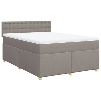 vidaXL Box spring postelja z vzmetnico taupe 140x200 cm blago