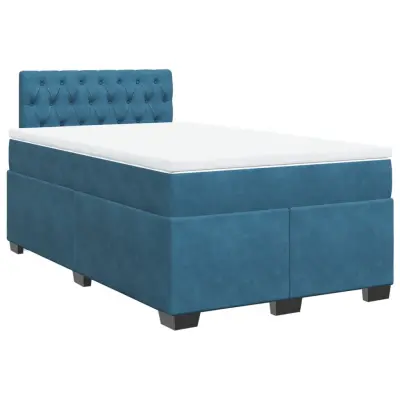 vidaXL Box spring postelja z vzmetnico temno modra 120x200 cm žamet