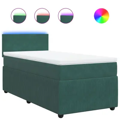 vidaXL Box spring postelja z vzmetnico temno zelena 80x200 cm žamet