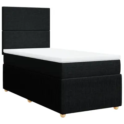 vidaXL Box spring postelja z vzmetnico črna 90x200 cm blago