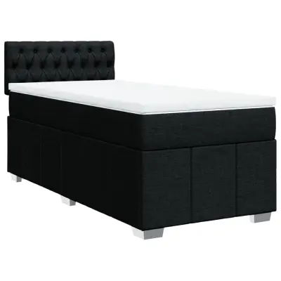 vidaXL Box spring postelja z vzmetnico črna 90x200 cm blago