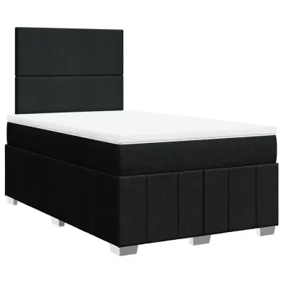 vidaXL Box spring postelja z vzmetnico črna 120x190 cm blago