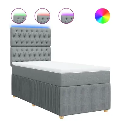 vidaXL Box spring postelja z vzmetnico svetlo siva 80x200 cm blago