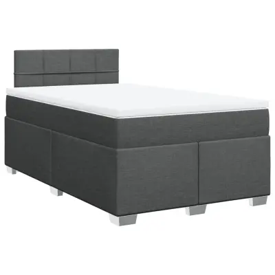 vidaXL Box spring postelja z vzmetnico temno siva 120x200 cm blago