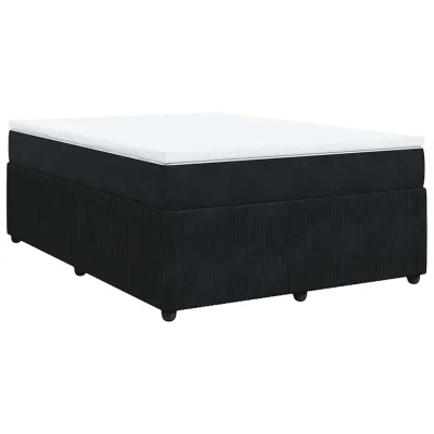 vidaXL Box spring posteljni z vzmetnico črn 140x190 cm žamet