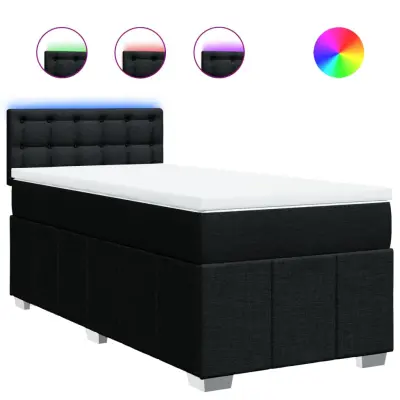 vidaXL Box spring postelja z vzmetnico črna 90x200 cm blago
