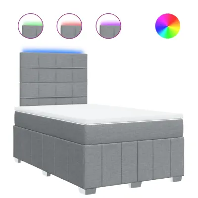 vidaXL Boxspring postelja z vzmetnico svetlo siva 120x190 cm blago