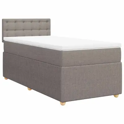 vidaXL Box spring postelja z vzmetnico taupe 90x200 cm blago