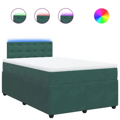 vidaXL Box spring postelja z vzmetnico temno zelen 120x190 cm žamet