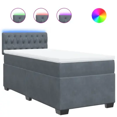 vidaXL Box spring postelja z vzmetnico temno siva 100x200 cm žamet