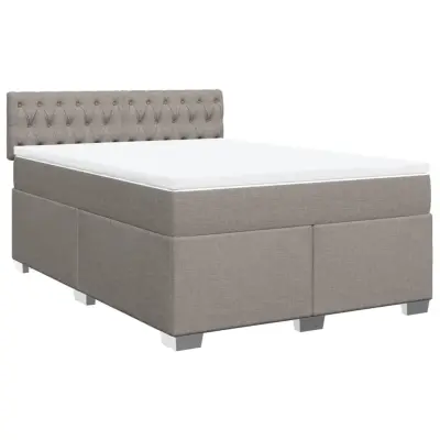 vidaXL Box spring postelja z vzmetnico taupe 160x200 cm blago