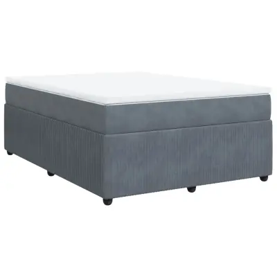 vidaXL Box spring postelja z vzmetnico temno siva 140x200 cm žamet