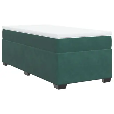 vidaXL Box spring postelja z vzmetnico temno zelena 90x200 cm žamet