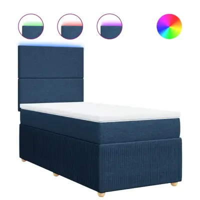 vidaXL Box spring postelja z vzmetnico modra 80x200 cm blago