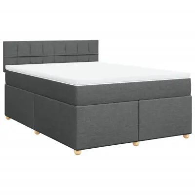 vidaXL Box spring postelja z vzmetnico temno siva 140x200 cm blago