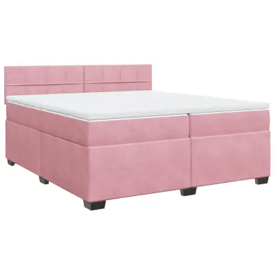 vidaXL Box spring postelja z vzmetnico roza 200x200 cm žamet