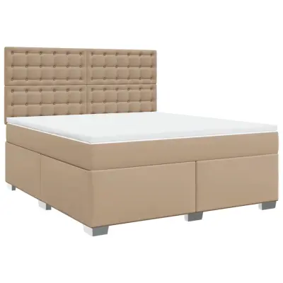 vidaXL Box spring postelja z vzmetnico kapučino 180x200cm umetno usnje