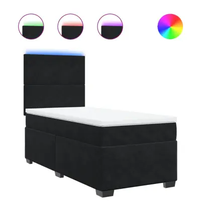 vidaXL Box spring postelja z vzmetnico črna 90x200 cm žamet