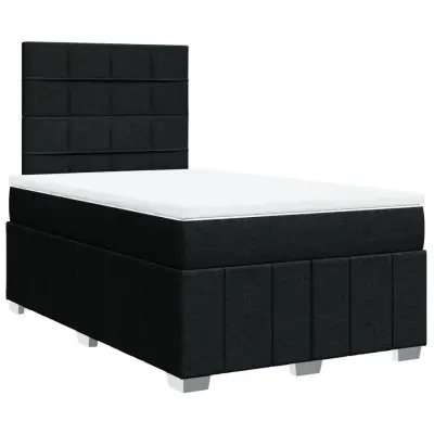 vidaXL Box spring postelja z vzmetnico črna 120x190 cm blago