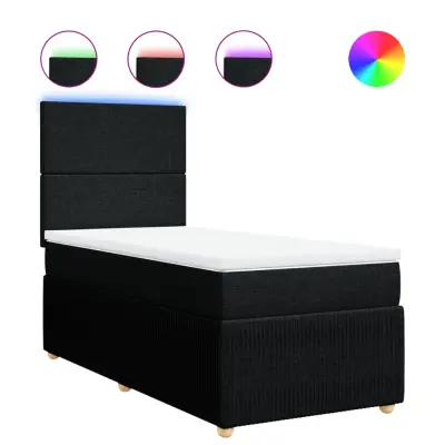 vidaXL Box spring postelja z vzmetnico črna 100x200 cm blago