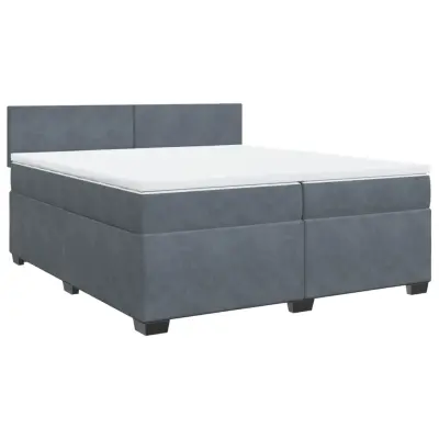 vidaXL Box spring postelja z vzmetnico temno siva 200x200 cm žamet