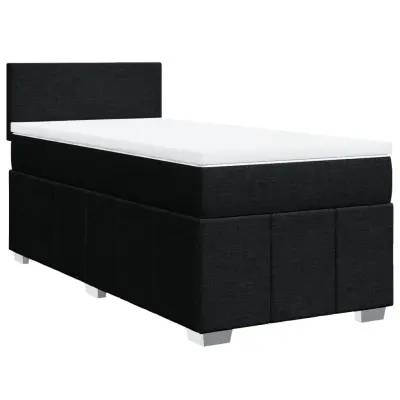 vidaXL Box spring postelja z vzmetnico črna 80x200 cm blago