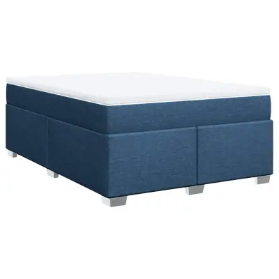 vidaXL Box spring postelja z vzmetnico modra 140x190 cm blago