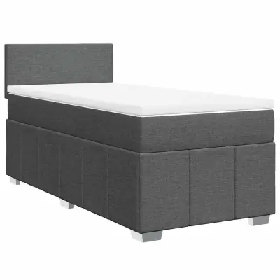 vidaXL Box spring postelja z vzmetnico temno siva 80x200 cm blago