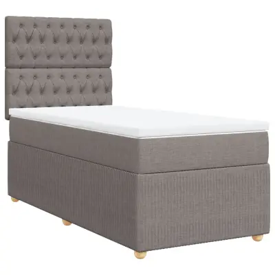 vidaXL Box spring postelja z vzmetnico taupe 100x200 cm blago