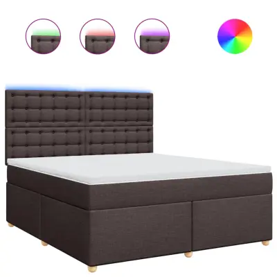 vidaXL Box spring postelja z vzmetnico temno rjava 180x200 cm blago