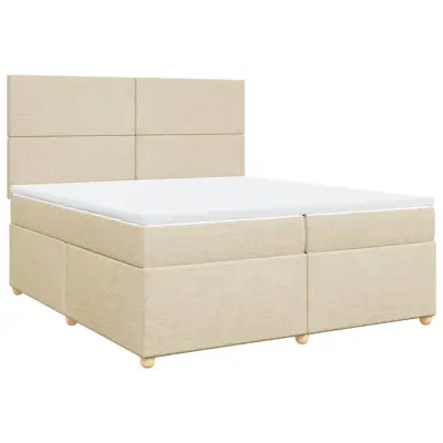 vidaXL Box spring postelja z vzmetnico krem 200x200 cm blago