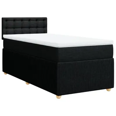 vidaXL Box spring postelja z vzmetnico črna 90x200 cm blago