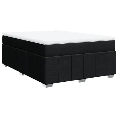 vidaXL Box spring postelja z vzmetnico črna 160x200 cm blago