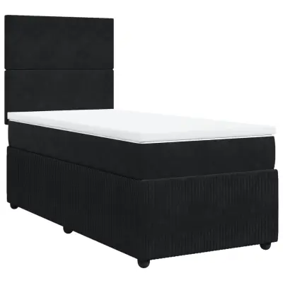 vidaXL Box spring postelja z vzmetnico črna 90x200 cm žamet