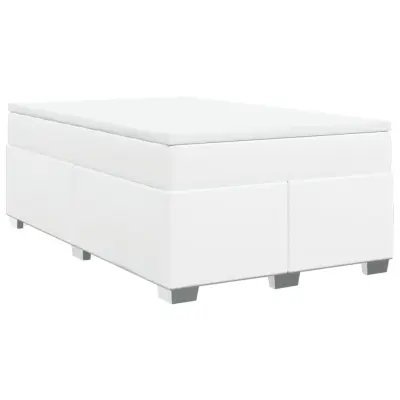 vidaXL Box spring postelja z vzmetnico bel 120x200 cm umetno usnje