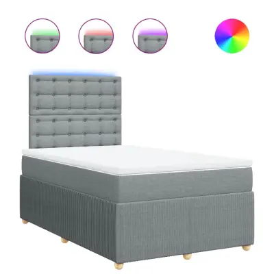 vidaXL Boxspring postelja z vzmetnico svetlo siva 120x190 cm blago