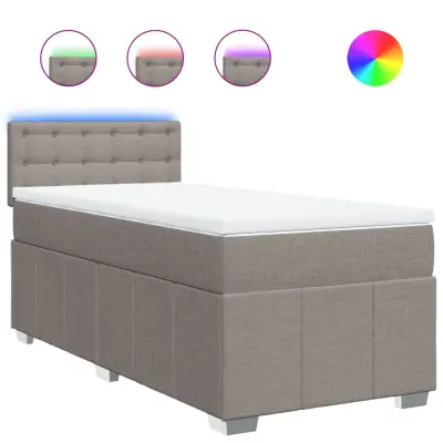 vidaXL Box spring postelja z vzmetnico taupe 100x200 cm blago