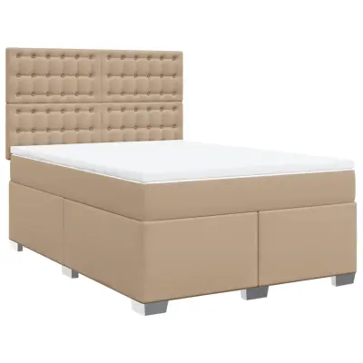 vidaXL Box spring postelja z vzmetnico kapučino 140x190cm umetno usnje