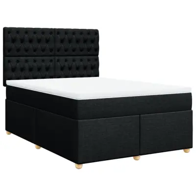 vidaXL Box spring posteljni z vzmetnico črn 140x190 cm blago