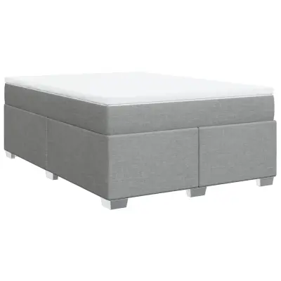 vidaXL Box spring postelja z vzmetnico svetlo siva 140x200 cm blago