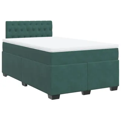 vidaXL Box spring postelja z vzmetnico temno zelena 120x200 cm žamet
