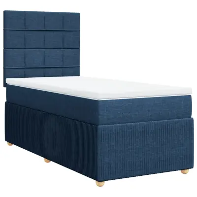 vidaXL Box spring postelja z vzmetnico modra 100x200 cm blago