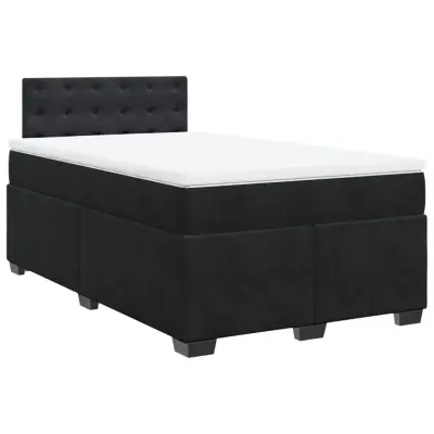 vidaXL Box spring postelja z vzmetnico črna 120x200 cm žamet