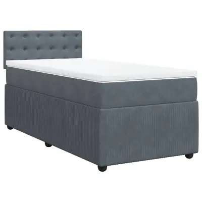 vidaXL Box spring postelja z vzmetnico temno siva 100x200 cm žamet