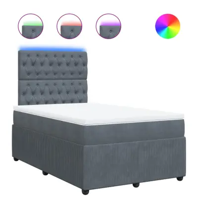 vidaXL Box spring postelja z vzmetnico temno siva 120x200 cm žamet