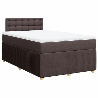 vidaXL Box spring postelja z vzmetnico temno rjava 120x190 cm blago